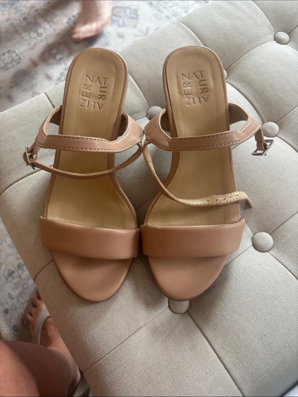 Women’s Nude Block Heel Ankle Strap Sandals
